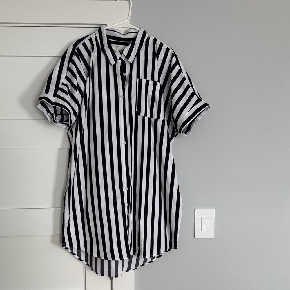 a new day Navy and White Striped Casual Shirt